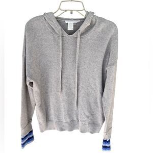 Stitch & Needle Gray Hooded Sweater Pullover Striped Cuffs L